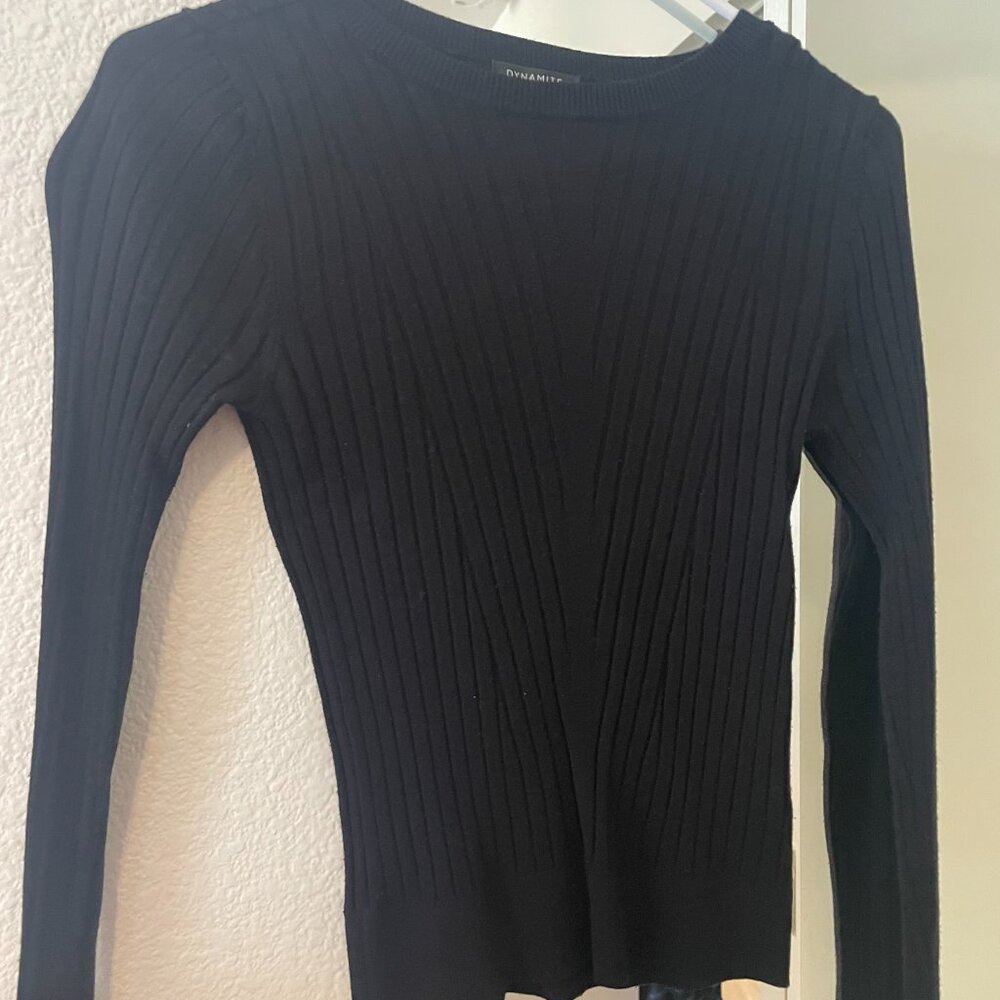 Dynamite black ribbed long-sleeve shirt